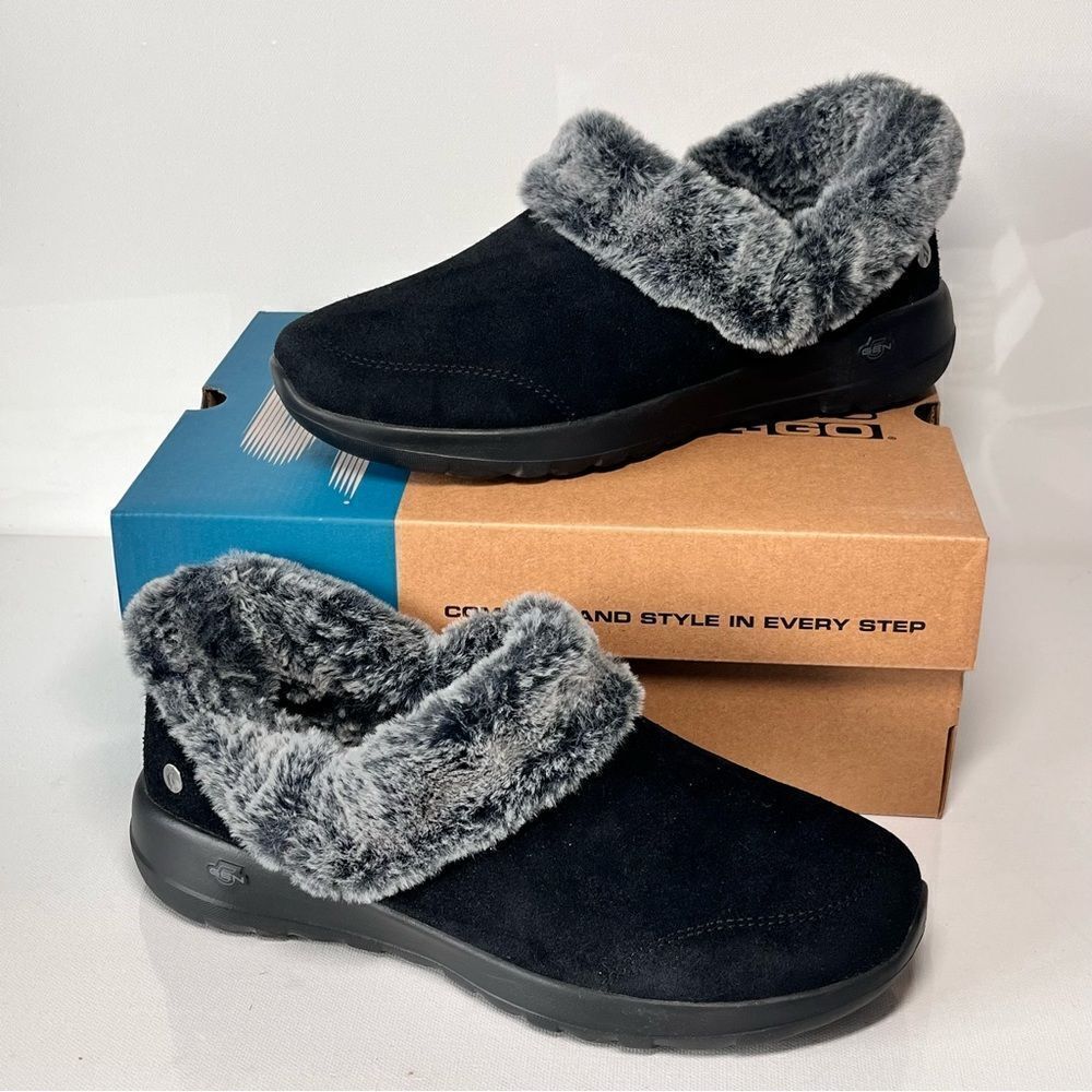 Skechers On-the-GO Joy Cozy Live Suede and Faux Fur Slip-Ons